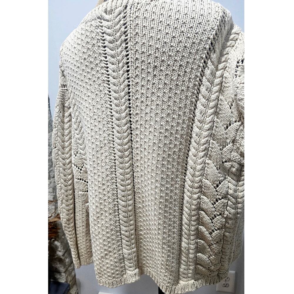 DKNY Cable Knit Sweater, Vintage 1990's Y2K  Handknit, 100% Cotton, Womens Sz M - Picture 2 of 10